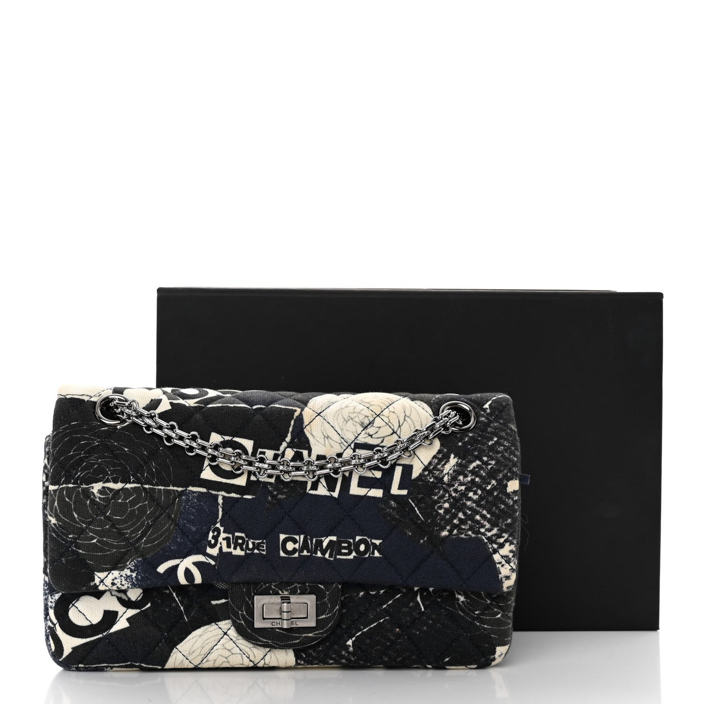 Jersey Quilted Camellia 2.55 Reissue 225 Flap Navy Blue