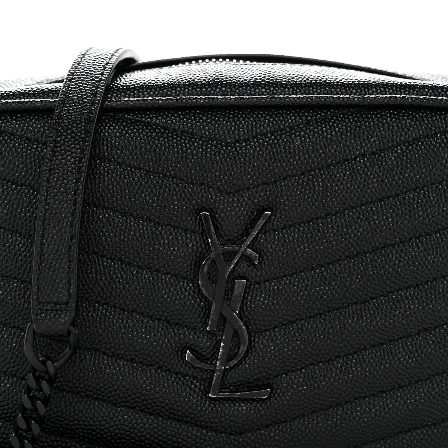 Saint Laurent Grain De Poudre Matelasse Monochrome Monogram Mini Lou Camera Bag Black 8 of 12
