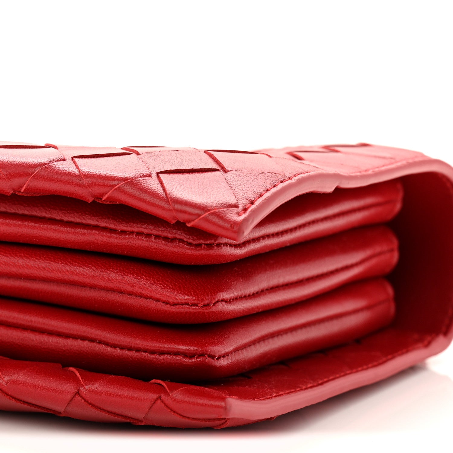 Bottega Veneta Nappa Intrecciato Trio Pouch On Strap Red 1827659