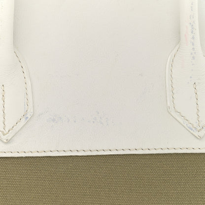 Hermes Swift Toile Birkin 35 White Vert Miliatire 17 of 20