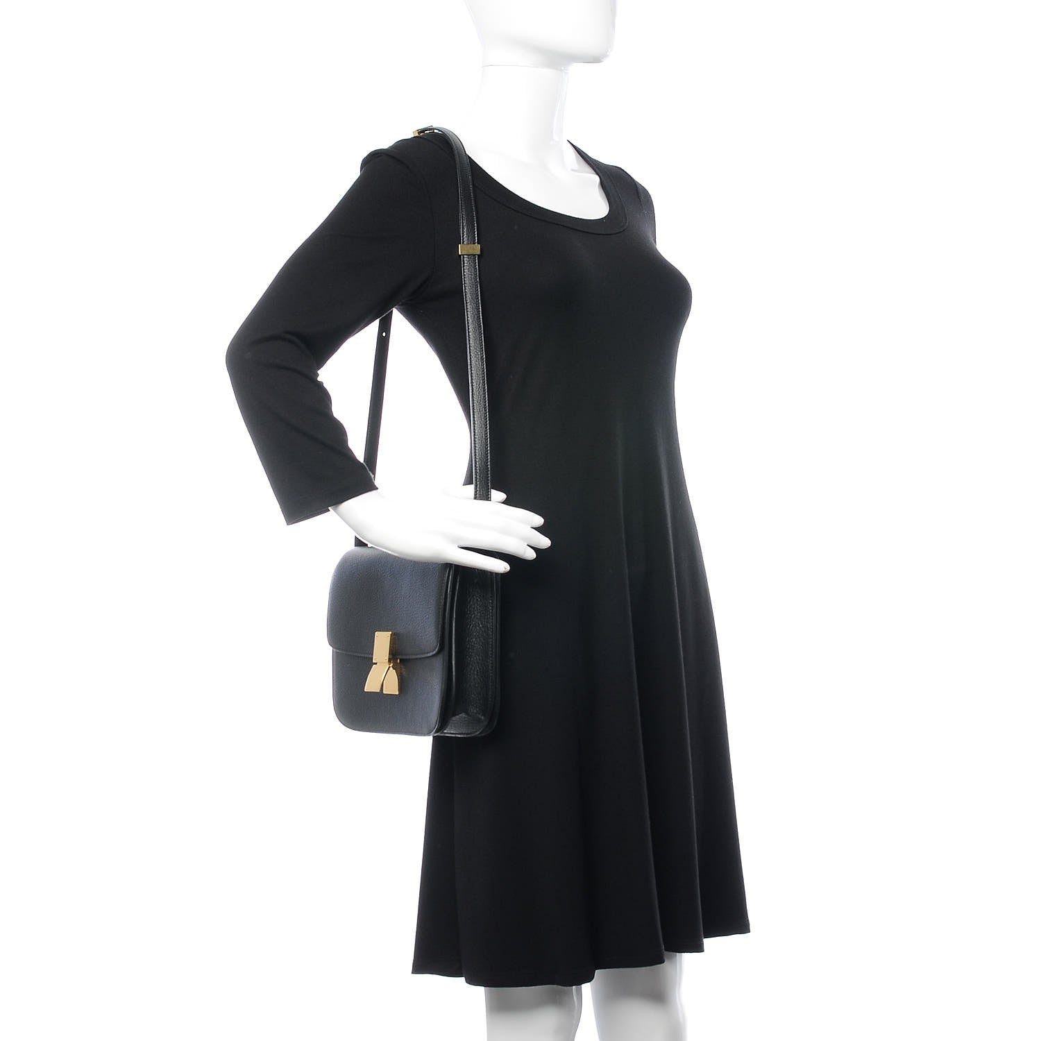Celine Goatskin Medium Classic Box Flap Bag Black 2 of 7