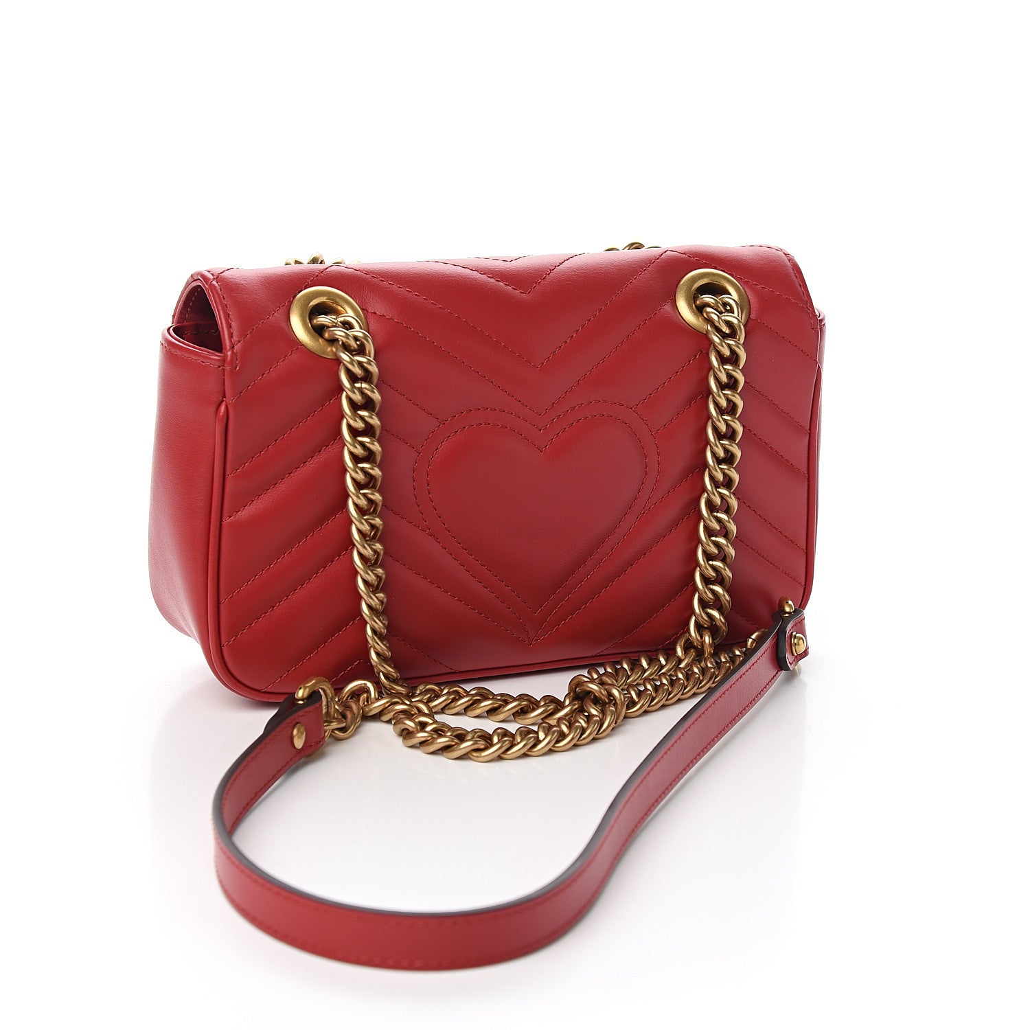 Gucci Calfskin Matelasse Mini GG Marmont Shoulder Bag Hibiscus Red 2 of 9