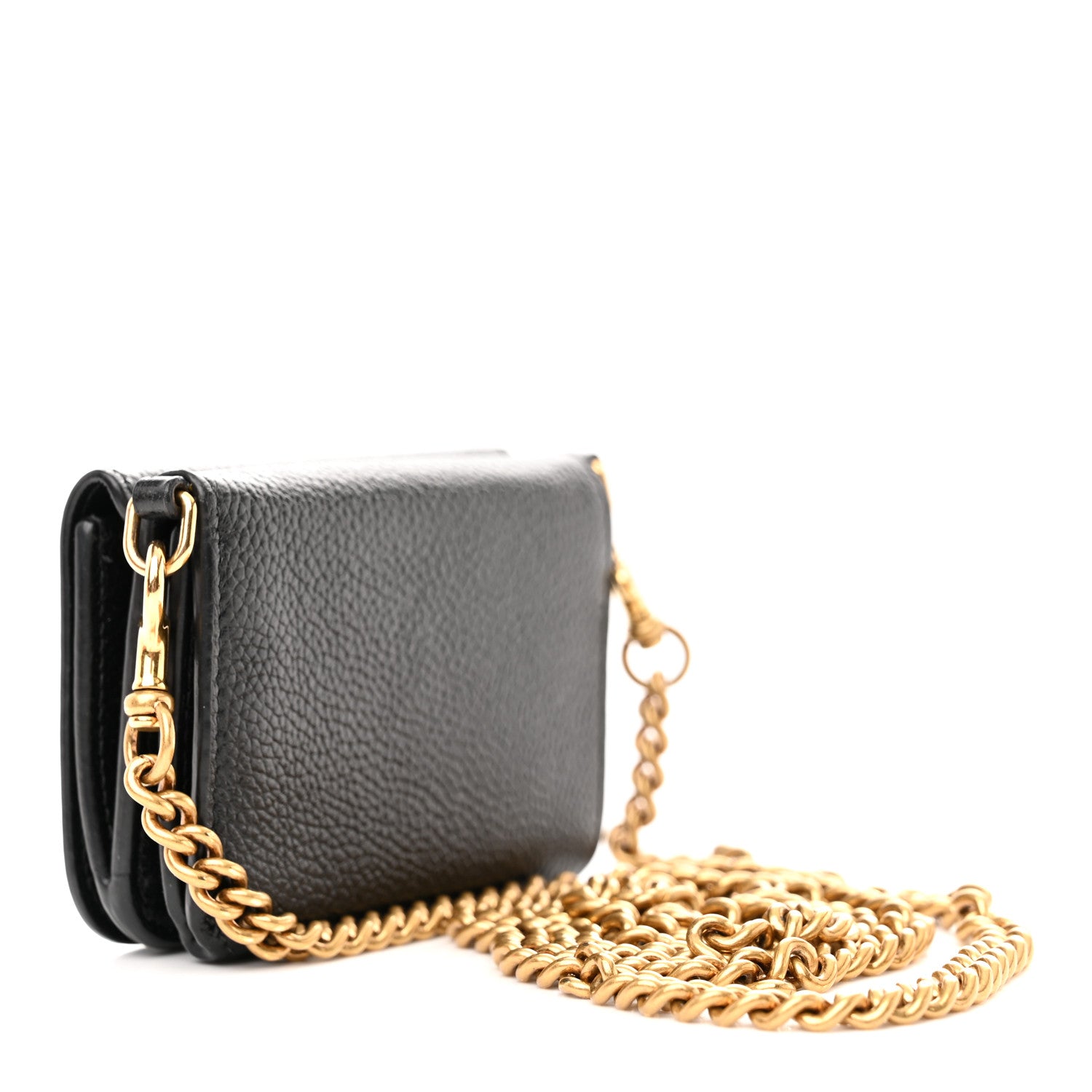 Balenciaga Grained Calfskin Logo Mini Cash Wallet On Chain Black White 3 of 10