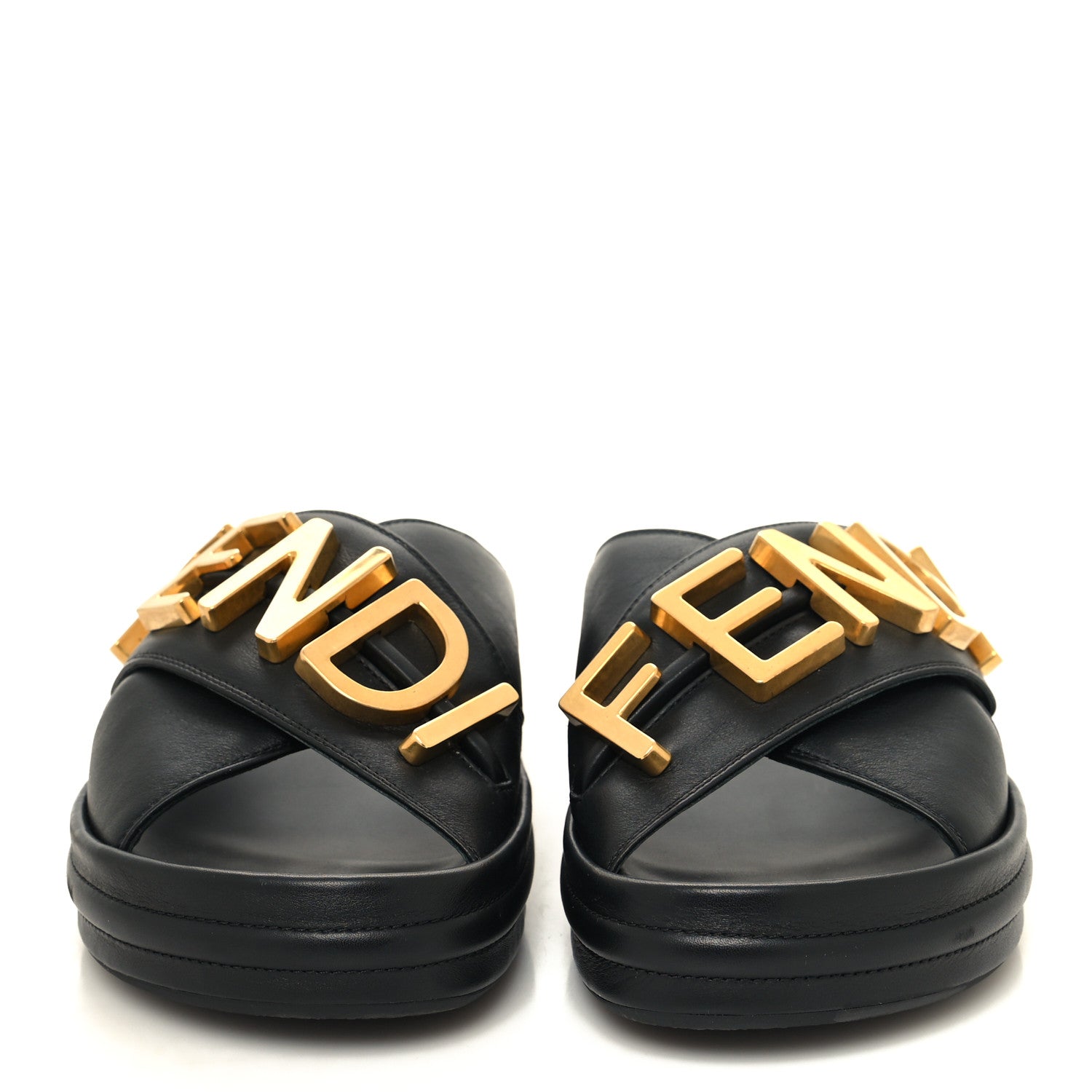 Fendi Vitello Womens Fendigraphy Slide Sandals 37.5 Black 2 of 8