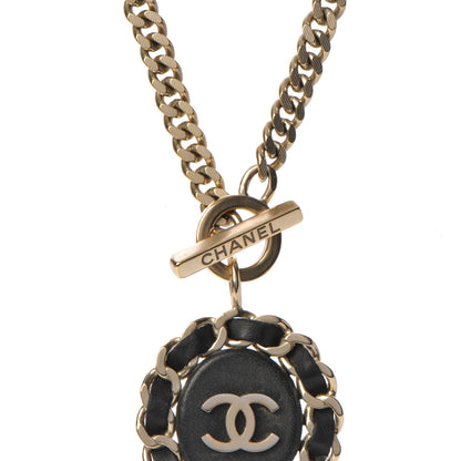 Chanel Lambskin CC Long Chain Necklace Black Gold 5 of 7