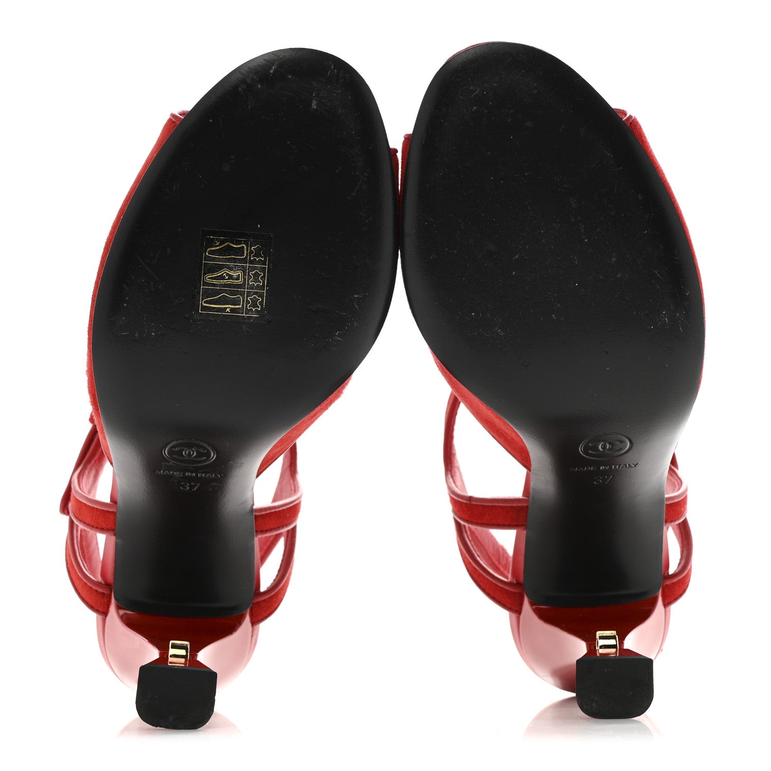 Chanel Kid Suede Sandals 37 Red 6 of 12