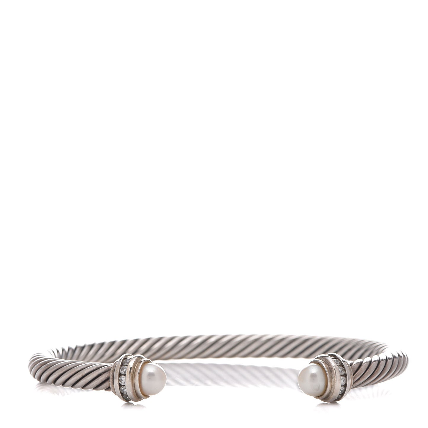Sterling Silver Diamond Pearl 5mm Cable Classics Princess Bracelet