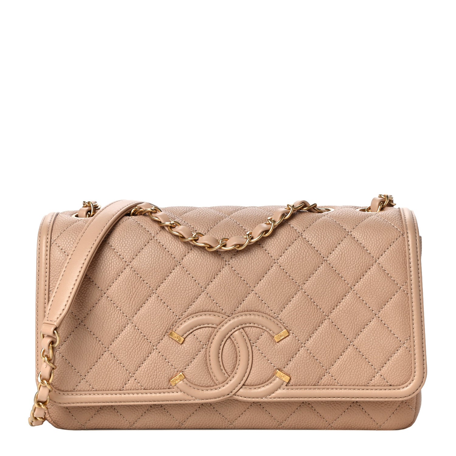 Chanel Caviar Quilted Medium CC Filigree Flap Beige 1 of 12