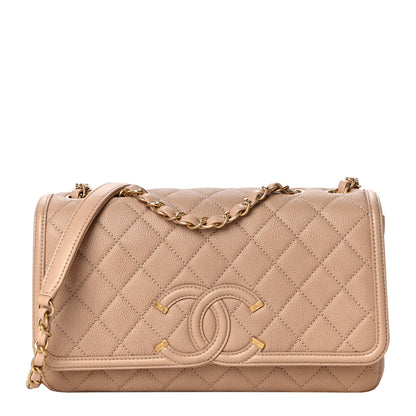 Chanel Caviar Quilted Medium CC Filigree Flap Beige 1 of 12