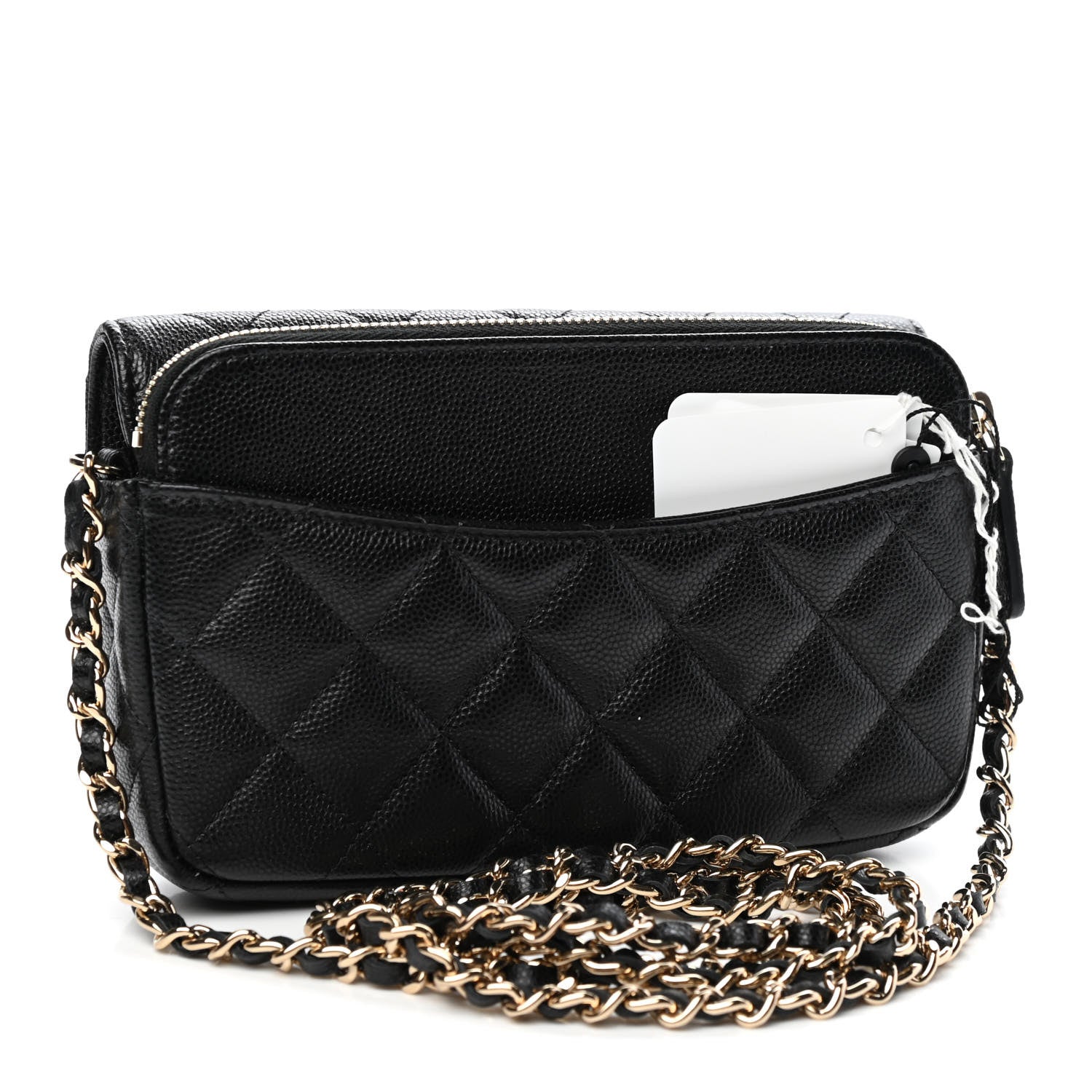 Chanel Caviar Quilted Flap Phone Holder With Chain Black 2 of 4