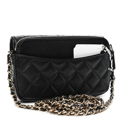 Chanel Caviar Quilted Flap Phone Holder With Chain Black 2 of 4