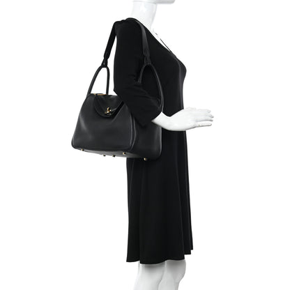 Hermes Taurillon Clemence Lindy 30 Black 2 of 10