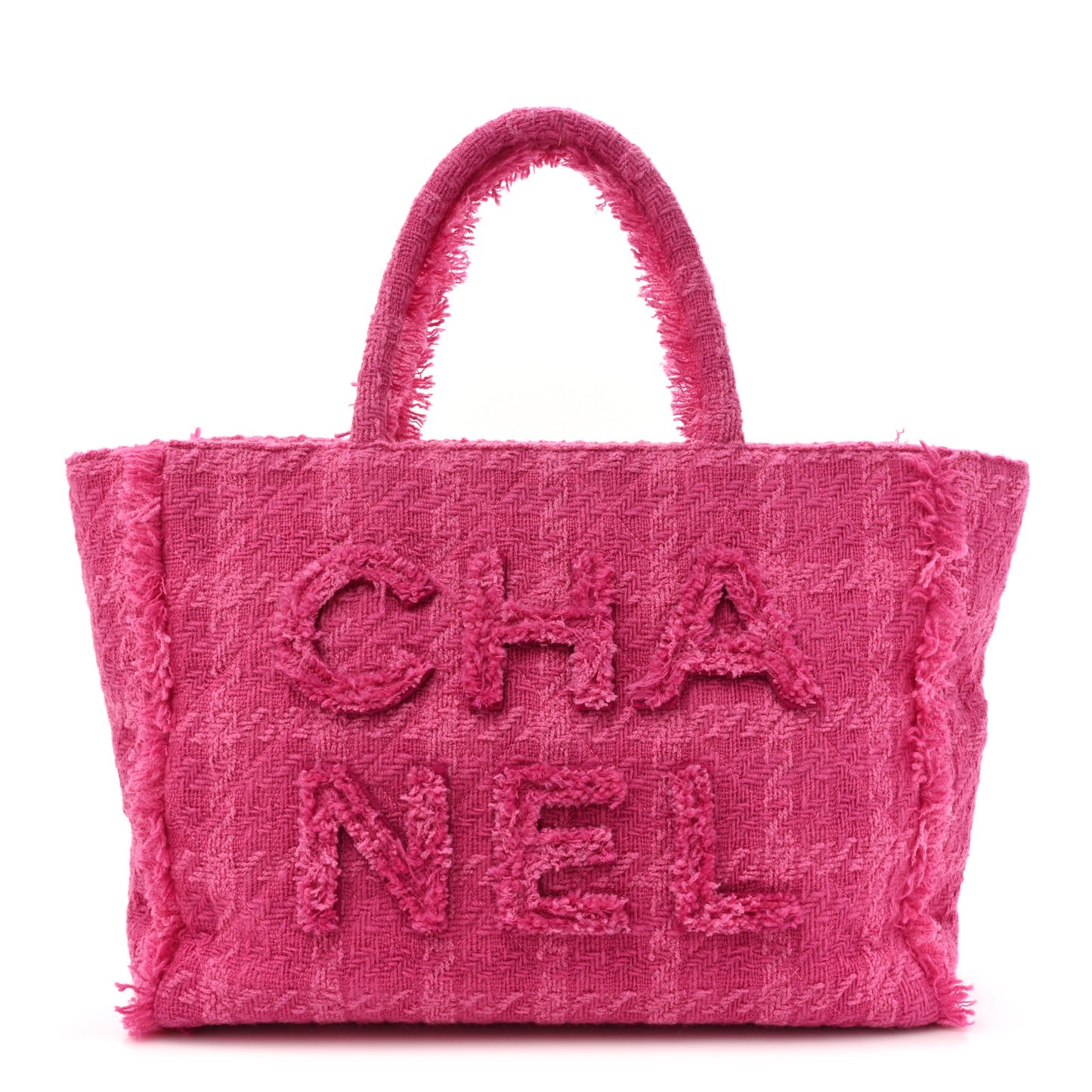 Wool Tweed Large Zipped Shopping Tote Pink