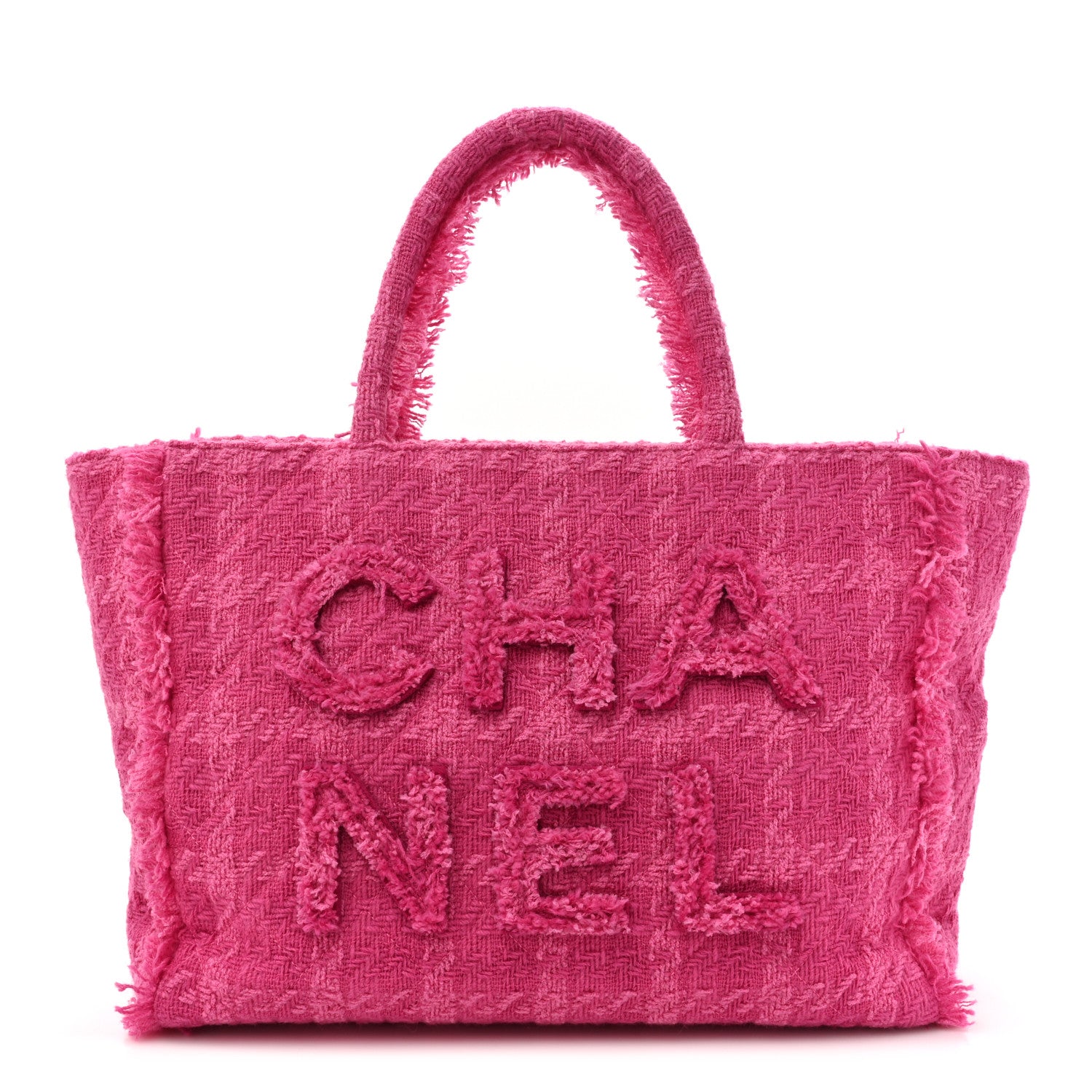 Chanel Wool Tweed Large Zipped Shopping Tote Pink 1 of 10