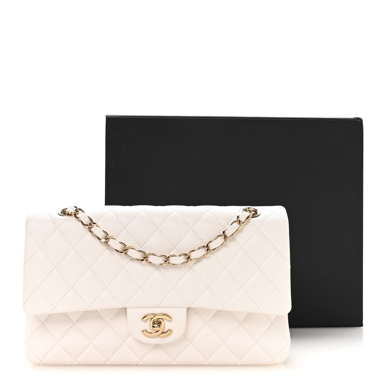 Chanel Caviar Quilted Medium Double Flap White 11 of 11