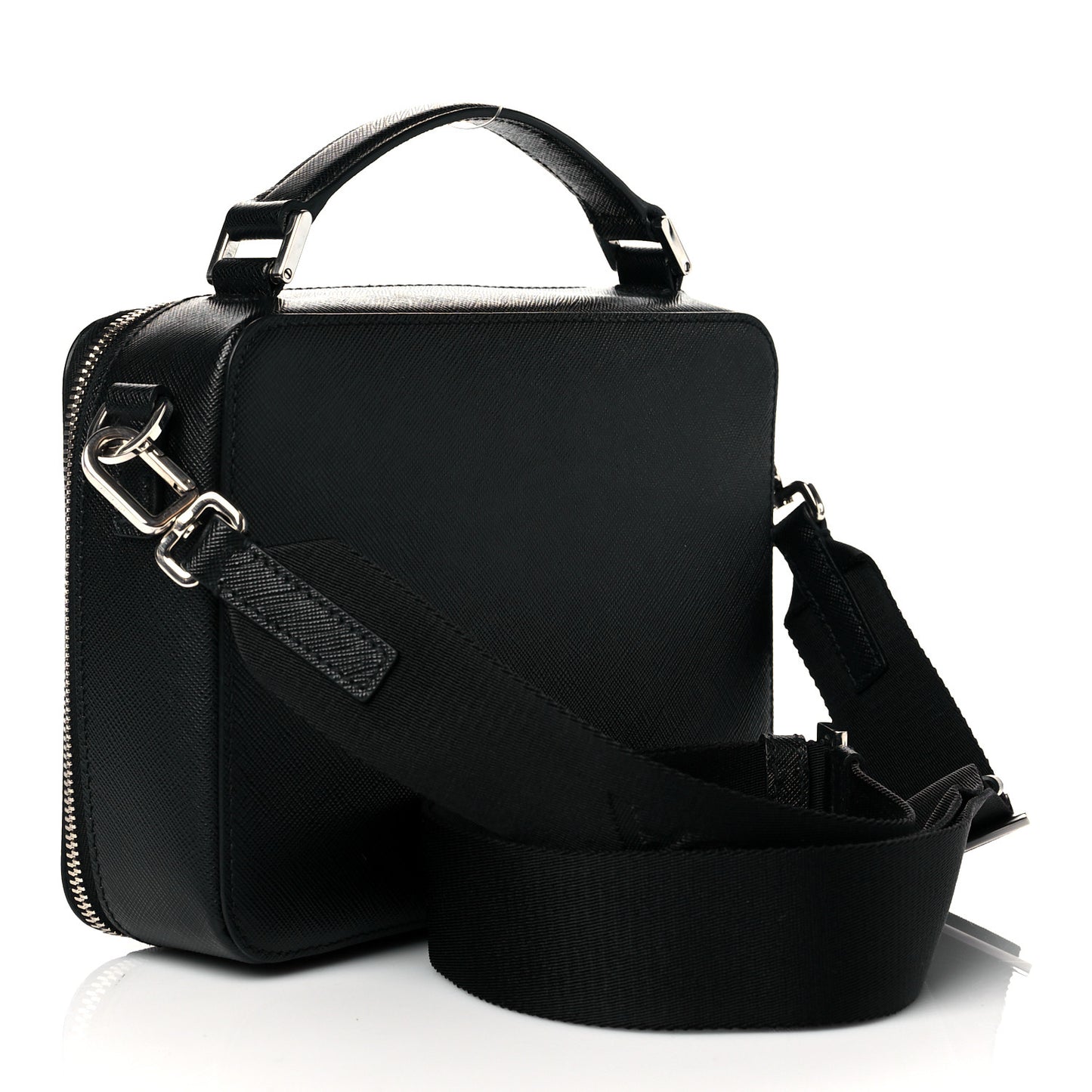 Saffiano Travel Medium Brique Crossbody Bag Black