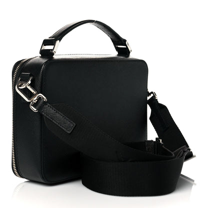 Prada Saffiano Travel Medium Brique Crossbody Bag Black 3 of 10