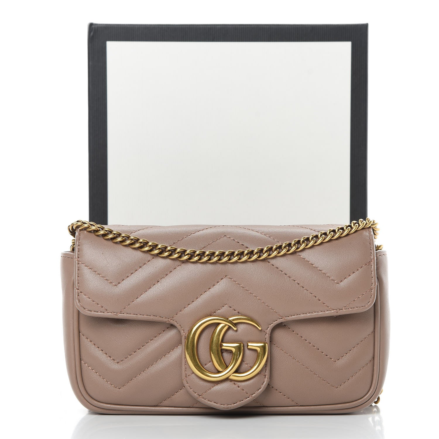 Gucci Calfskin Matelasse Super Mini GG Marmont Shoulder Bag Porcelain Rose 13 of 13