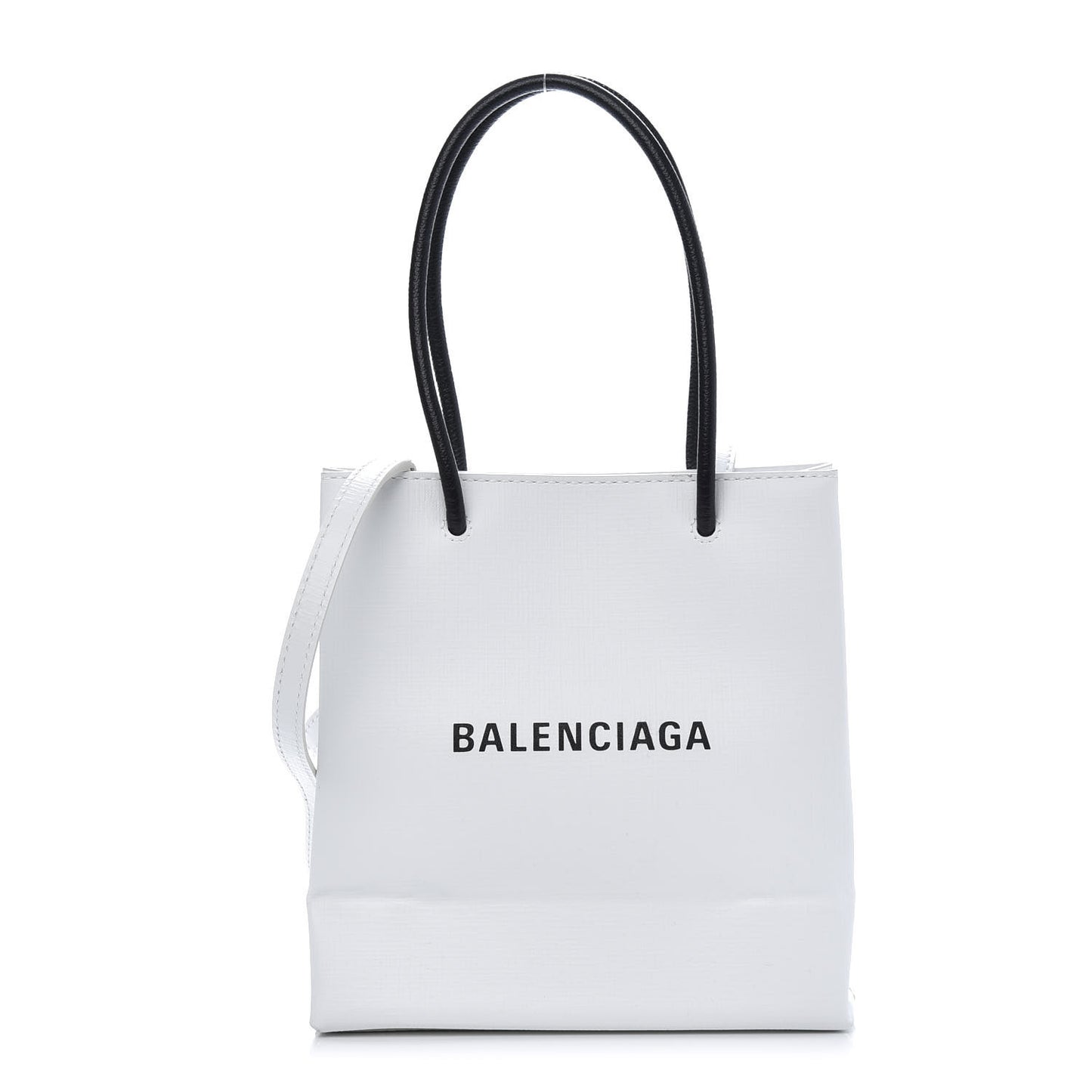 Squared Calfskin Logo North South Shopper Tote XXS White