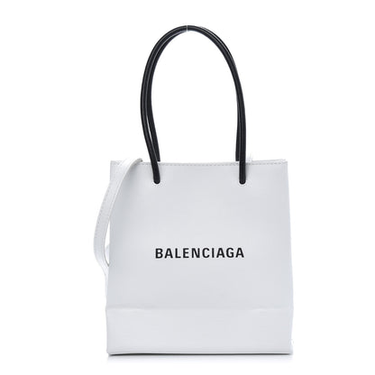Balenciaga Squared Calfskin Logo North South Shopper Tote XXS White 1 of 12