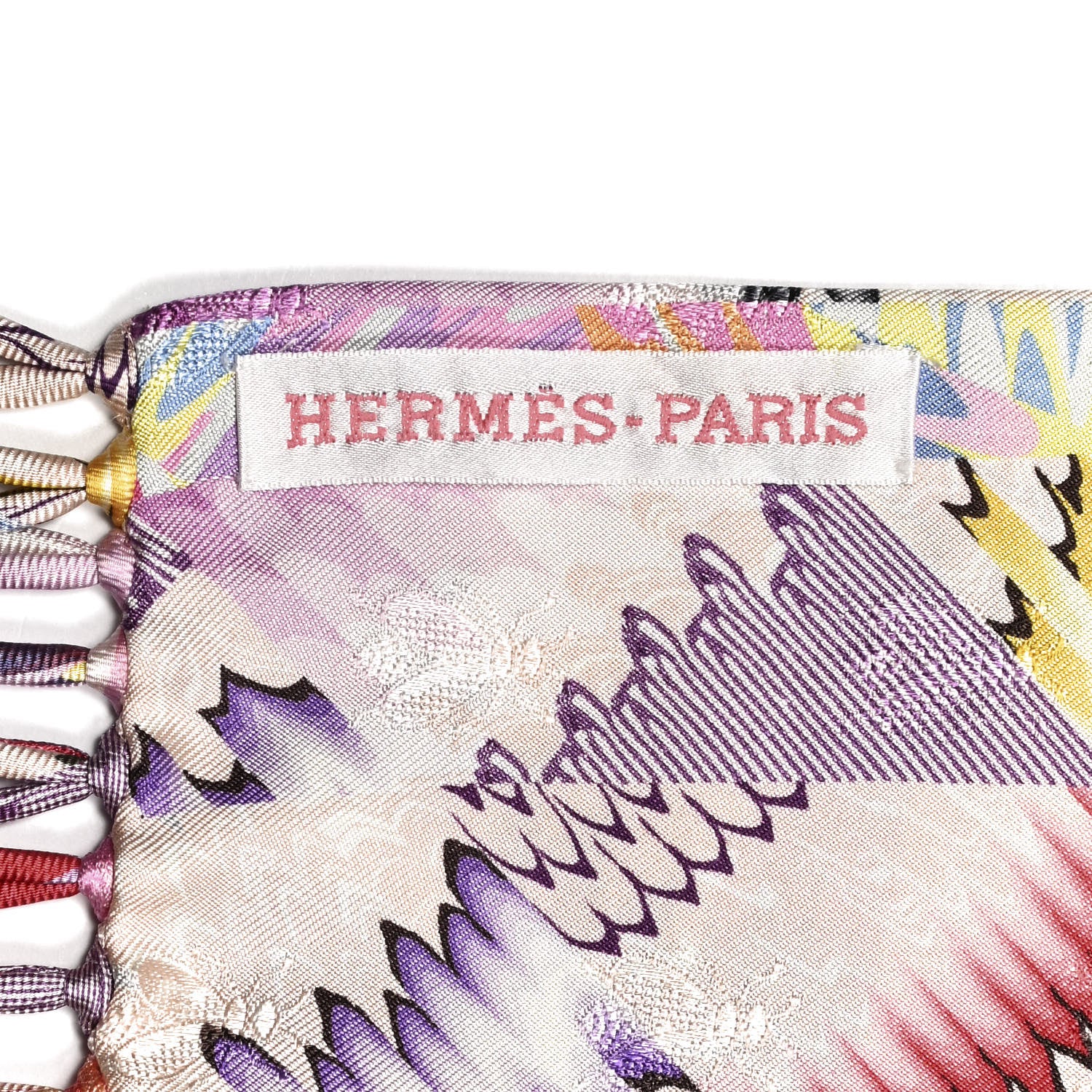 Hermes Silk Marble Fringed Muffler Rose Multicolor 3 of 4