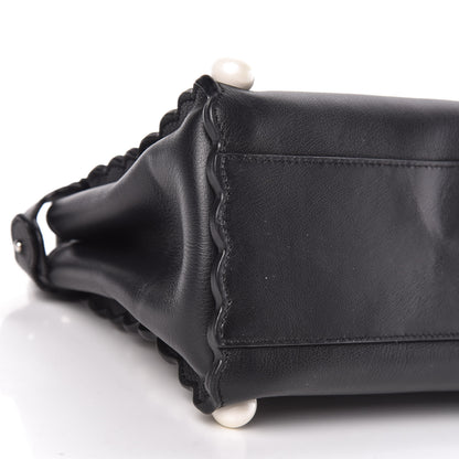 Fendi Vitello Seta Shiny Nappa Pearl Scallopped Studded Mini Peekaboo Iconic Satchel Black 11 of 13