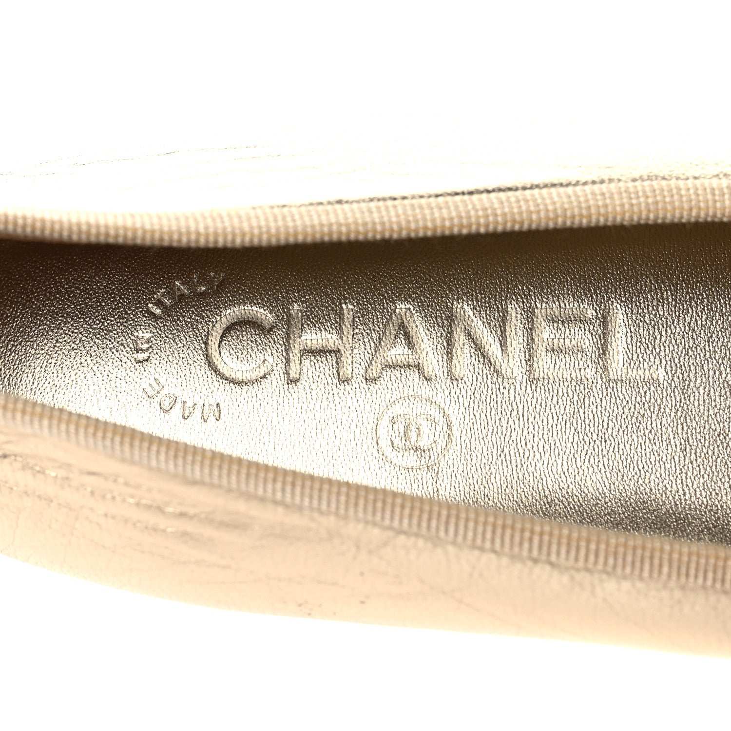 Chanel Metallic Goatskin CC Cap Toe Ballerina Flats 37 Gold 9 of 11