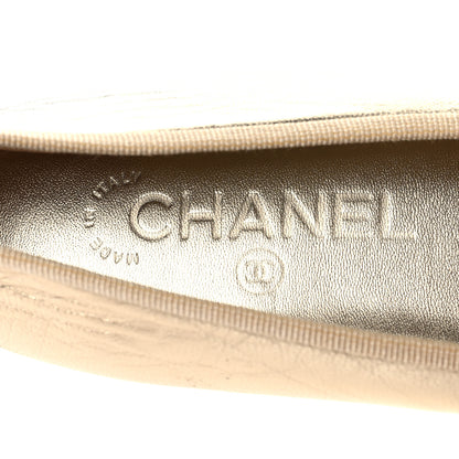 Chanel Metallic Goatskin CC Cap Toe Ballerina Flats 37 Gold 9 of 11