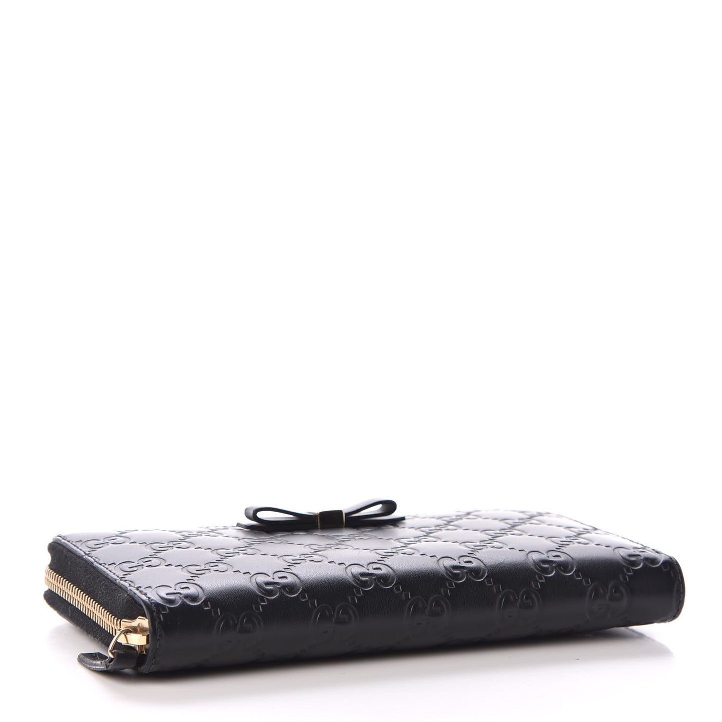 Guccissima Bow Zip Around Wallet Black