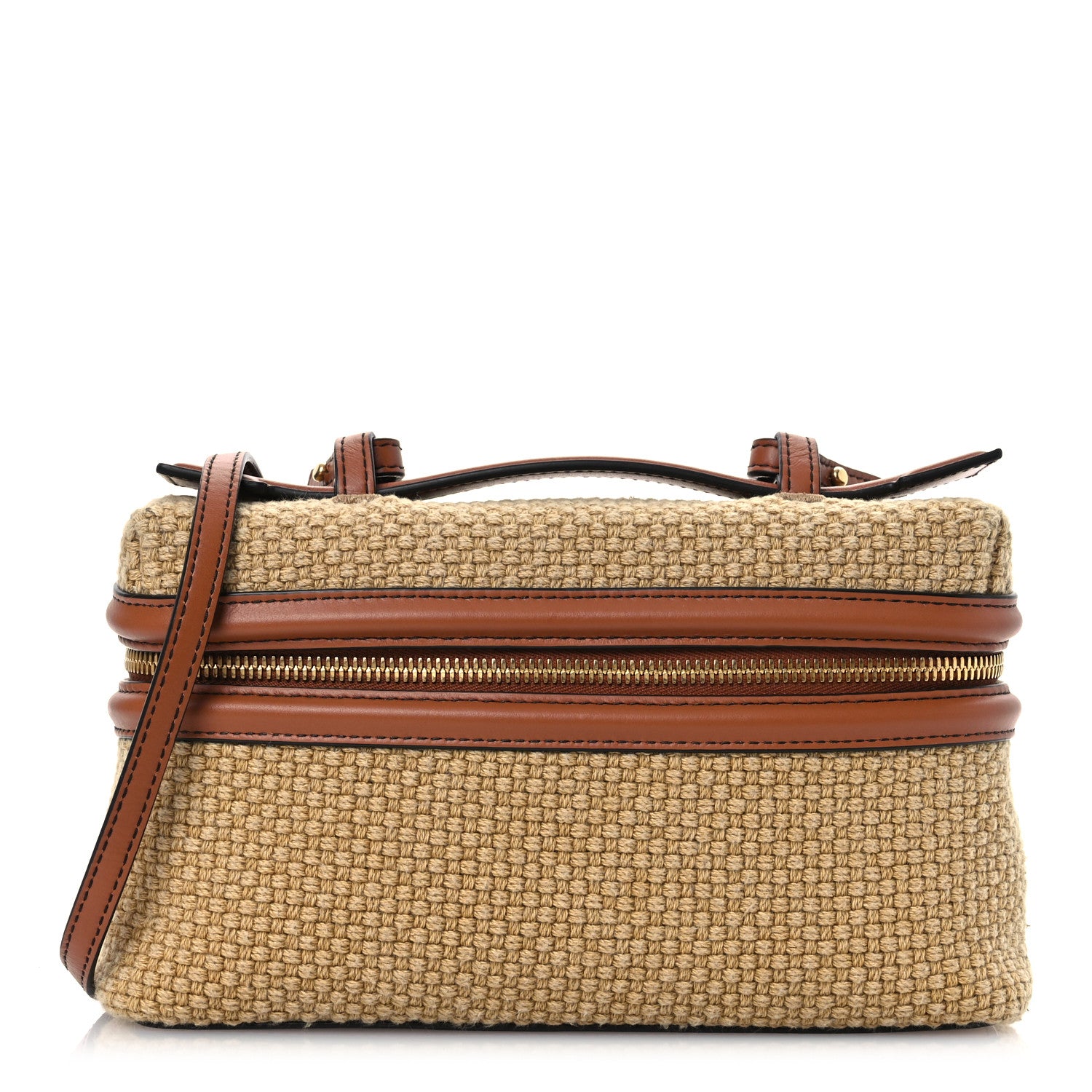 Bottega Veneta Nappa Jute Intrecciato Bang Bang Vanity Case Cane Sugar Light Wood 1 of 10