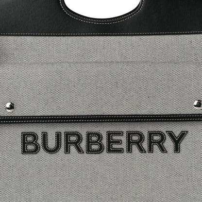 Burberry Canvas Smooth Calfskin Two Tone Medium Pocket Bag Black White 8 of 10
