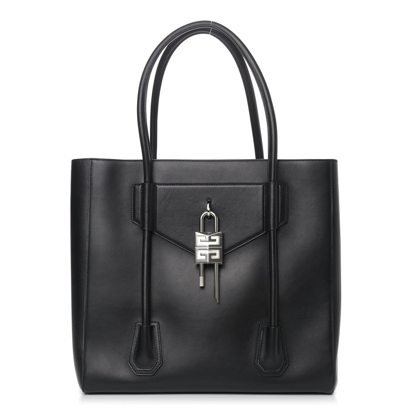 Smooth Calfskin Lock Antigona Shopper Tote Black