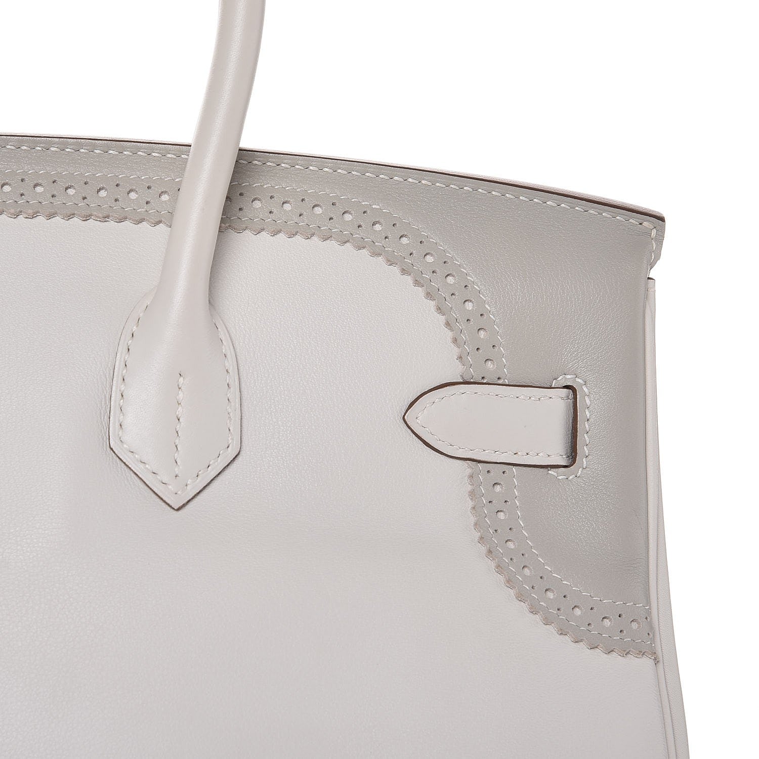 Hermes Swift Ghillies Birkin 35 White Gris Perle 9 of 34