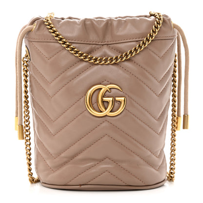 Gucci Calfskin Matelasse Mini GG Marmont 2.0 Bucket Bag Porcelain Rose 1 of 16