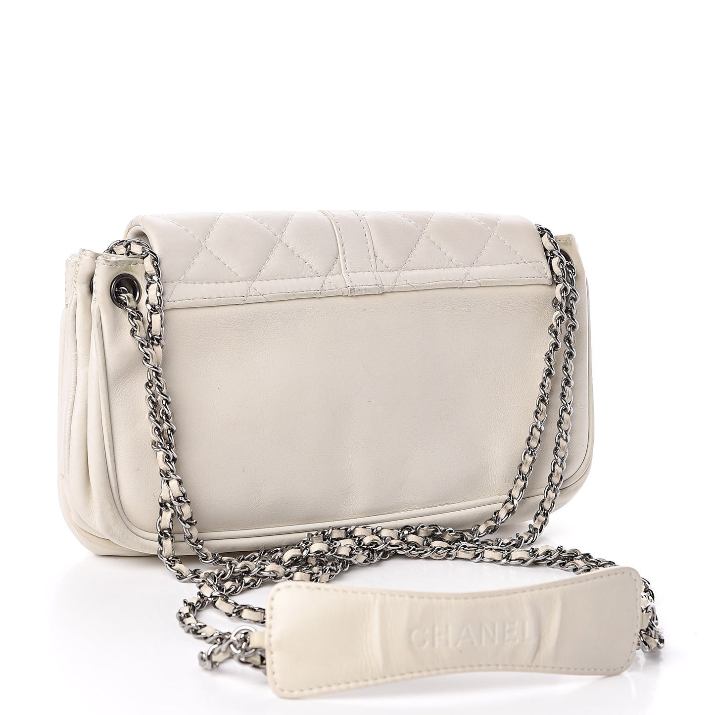 Lambskin Quilted Accordion Mademoiselle Flap White
