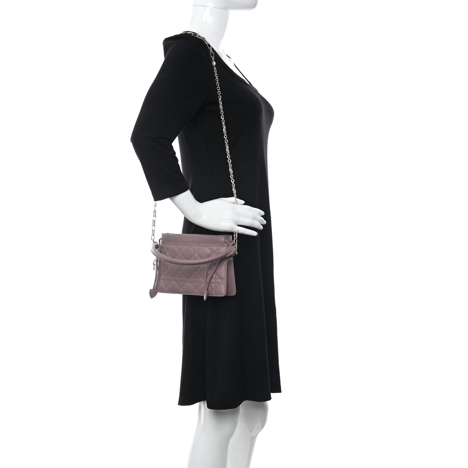 Christian Dior Lambskin Cannage Top Handle Drawstring Mini Bag Pink Peony 2 of 10