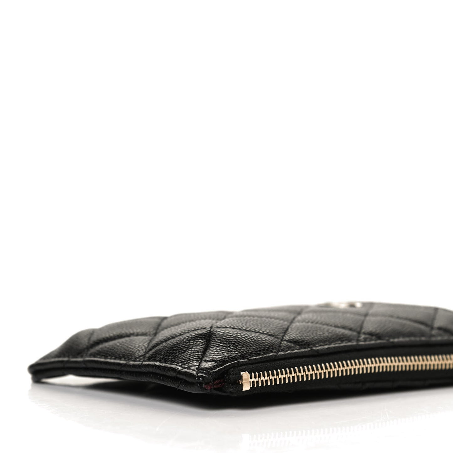 Caviar Quilted Classic Flat Wallet Pouch Black