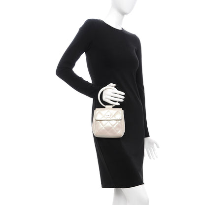 Chanel Iridescent Lambskin Quilted Round Handle Mini Flap 2 of 12