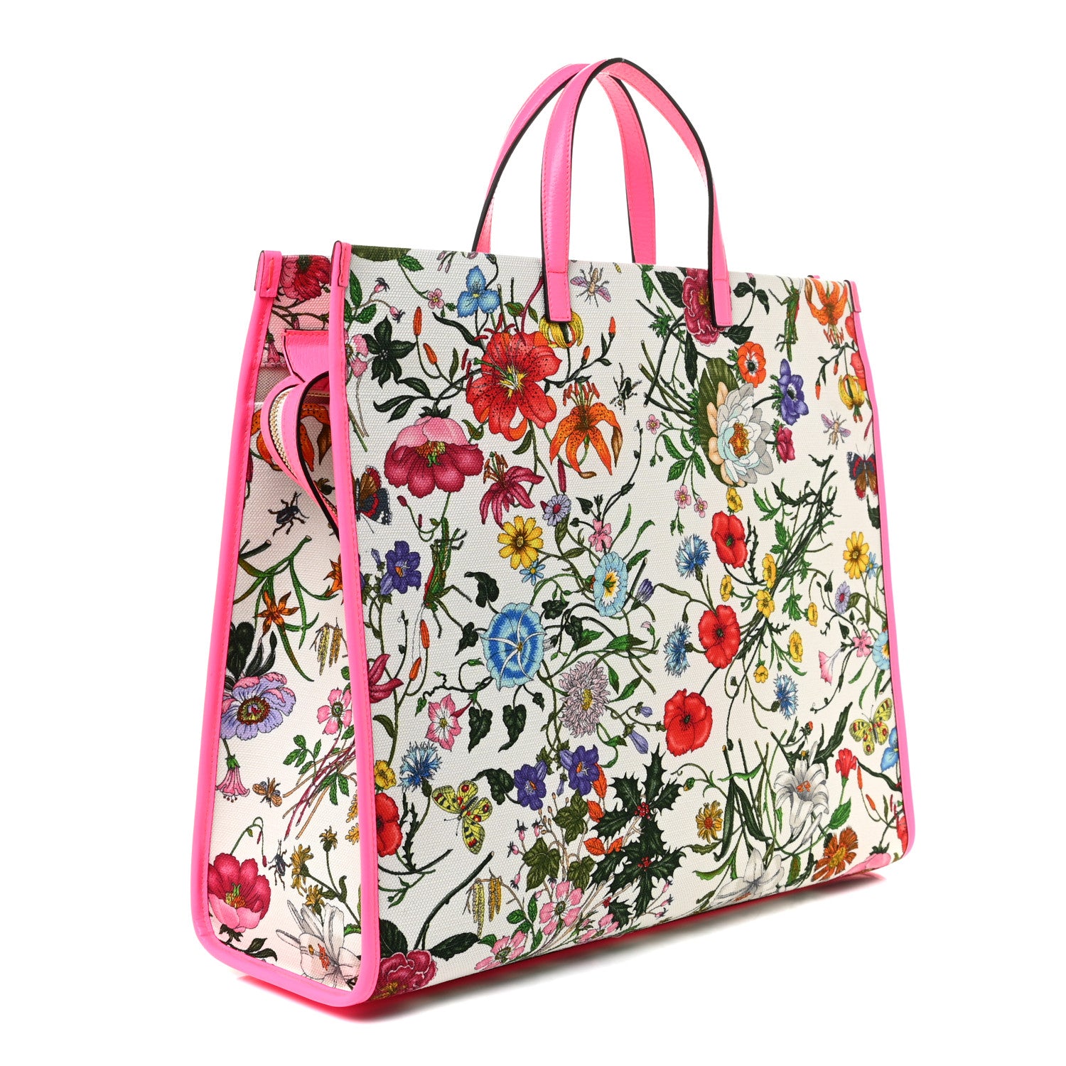 Gucci Canvas Large Flora Tote Pink Multicolor Fuchsia 3 of 10