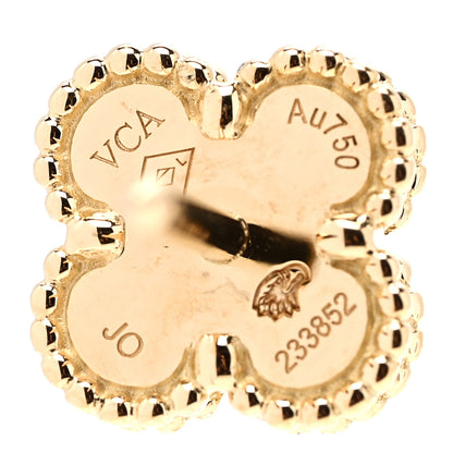 Van Cleef & Arpels 18K Yellow Gold Mother of Pearl Sweet Alhambra Earrings 4 of 5