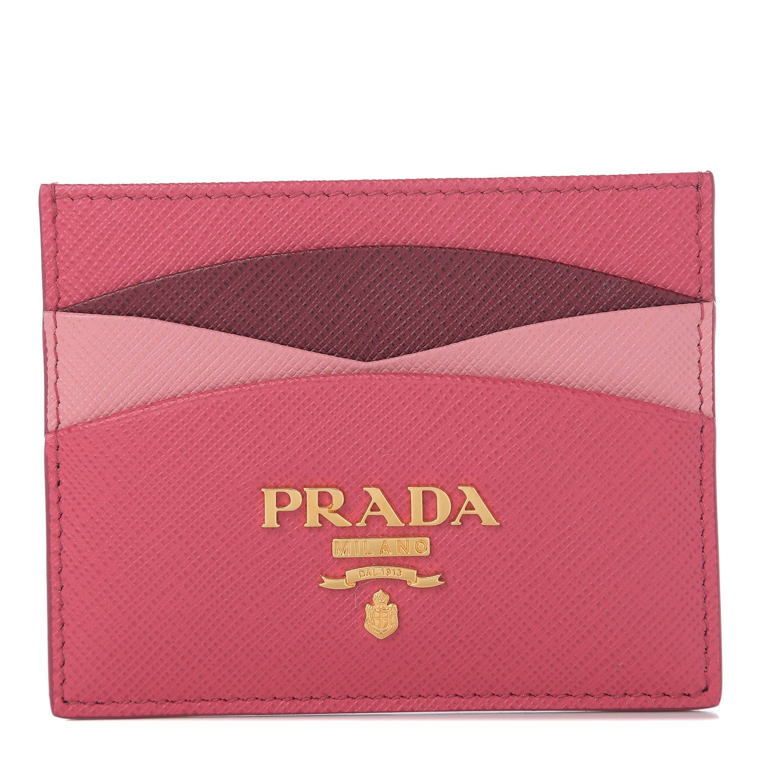 Prada Saffiano Metal Card Case Peonia Cerise 1 of 9