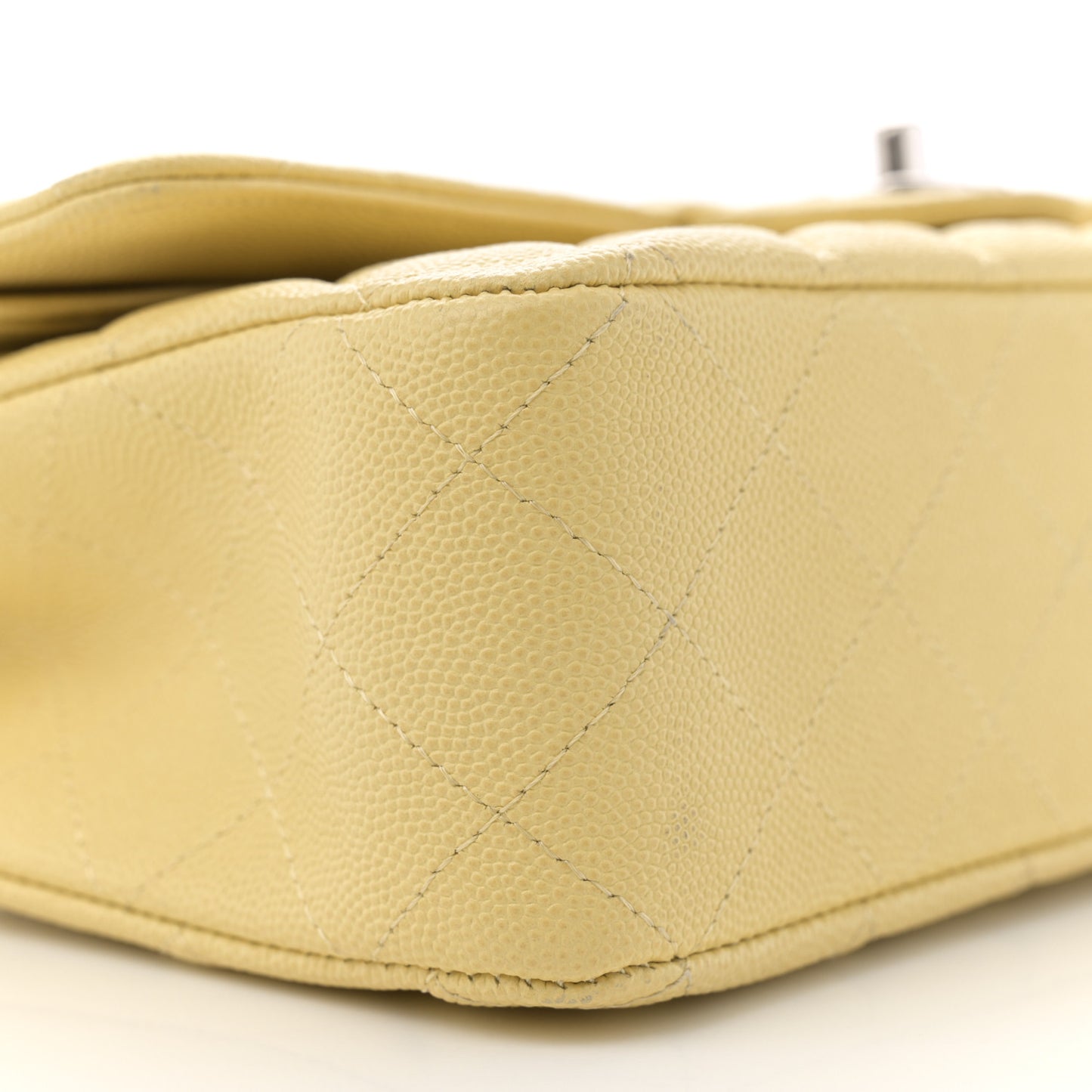 Caviar Quilted Medium Double Flap Light Yellow
