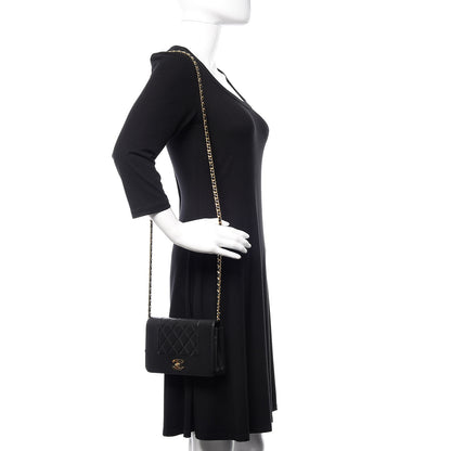 Chanel Sheepskin Quilted Mademoiselle Vintage Wallet On Chain WOC Black 2 of 13