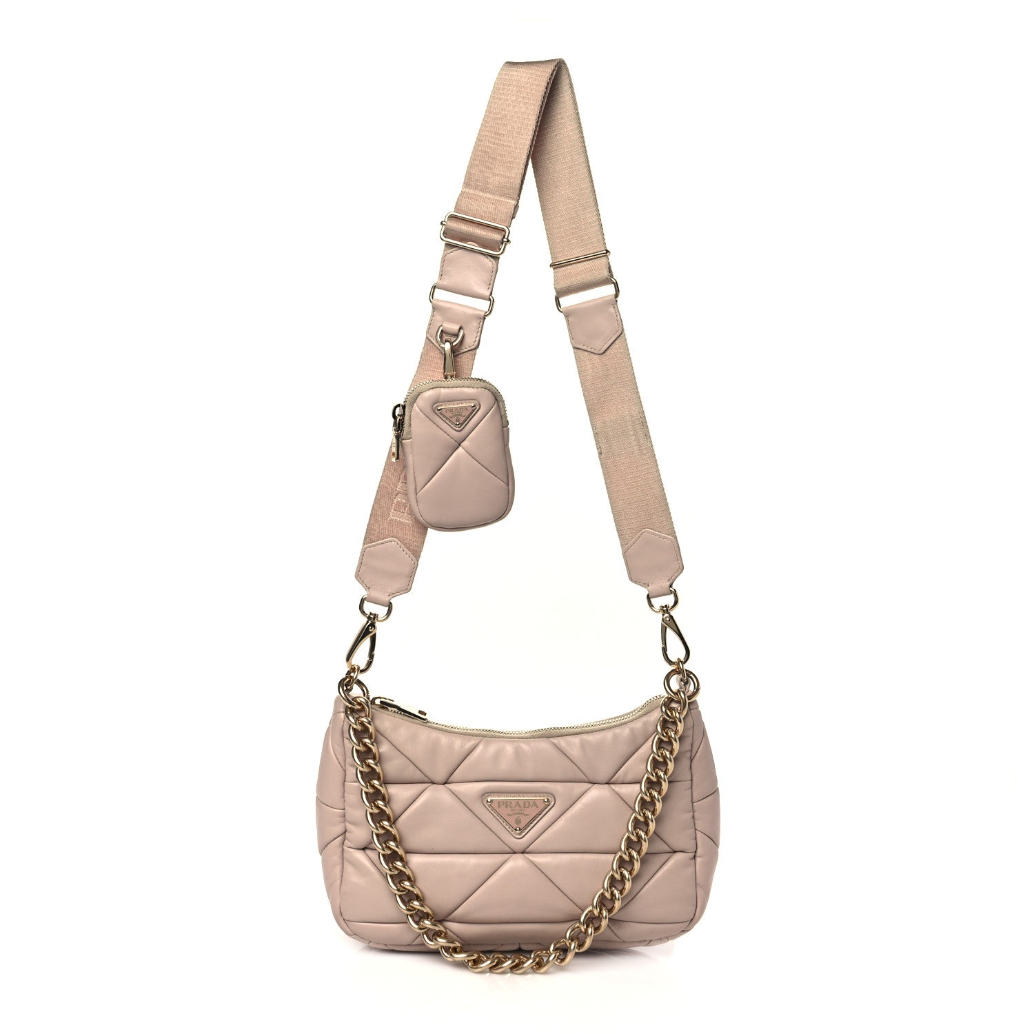 Prada Nappa Re-Nylon Triangle Quilted Patchwork System Shoulder Bag Ninfea 1 of 12