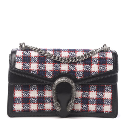 Gucci Vintage Tweed Check Small Dionysus Shoulder Bag White Hibiscus Red Marine 1 of 10