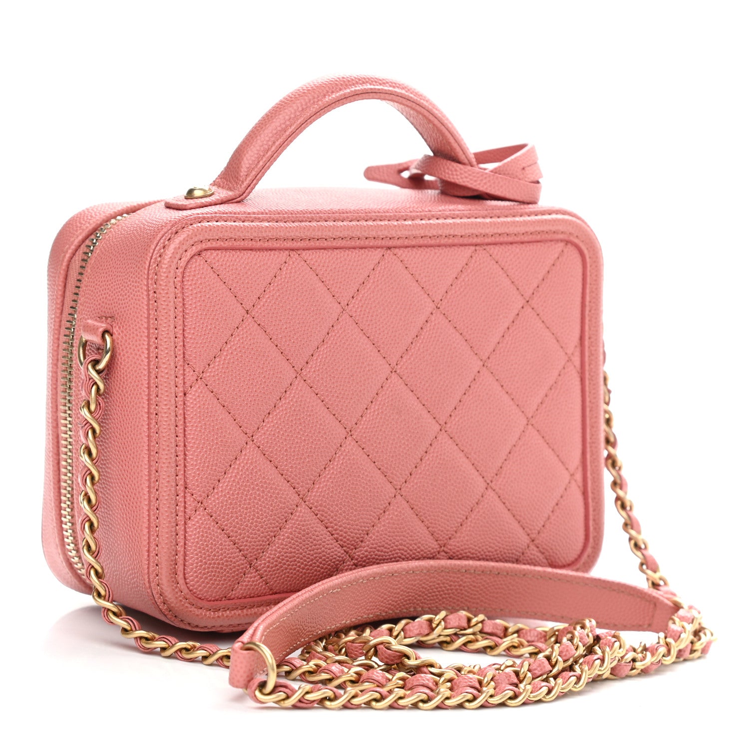 Chanel Caviar Quilted Small CC Filigree Vanity Case Pink 3 of 10