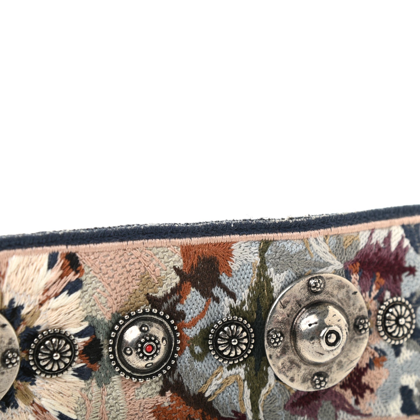 Canvas Embroidered Studded KaleiDiorscopic Shoulder Strap Multicolor