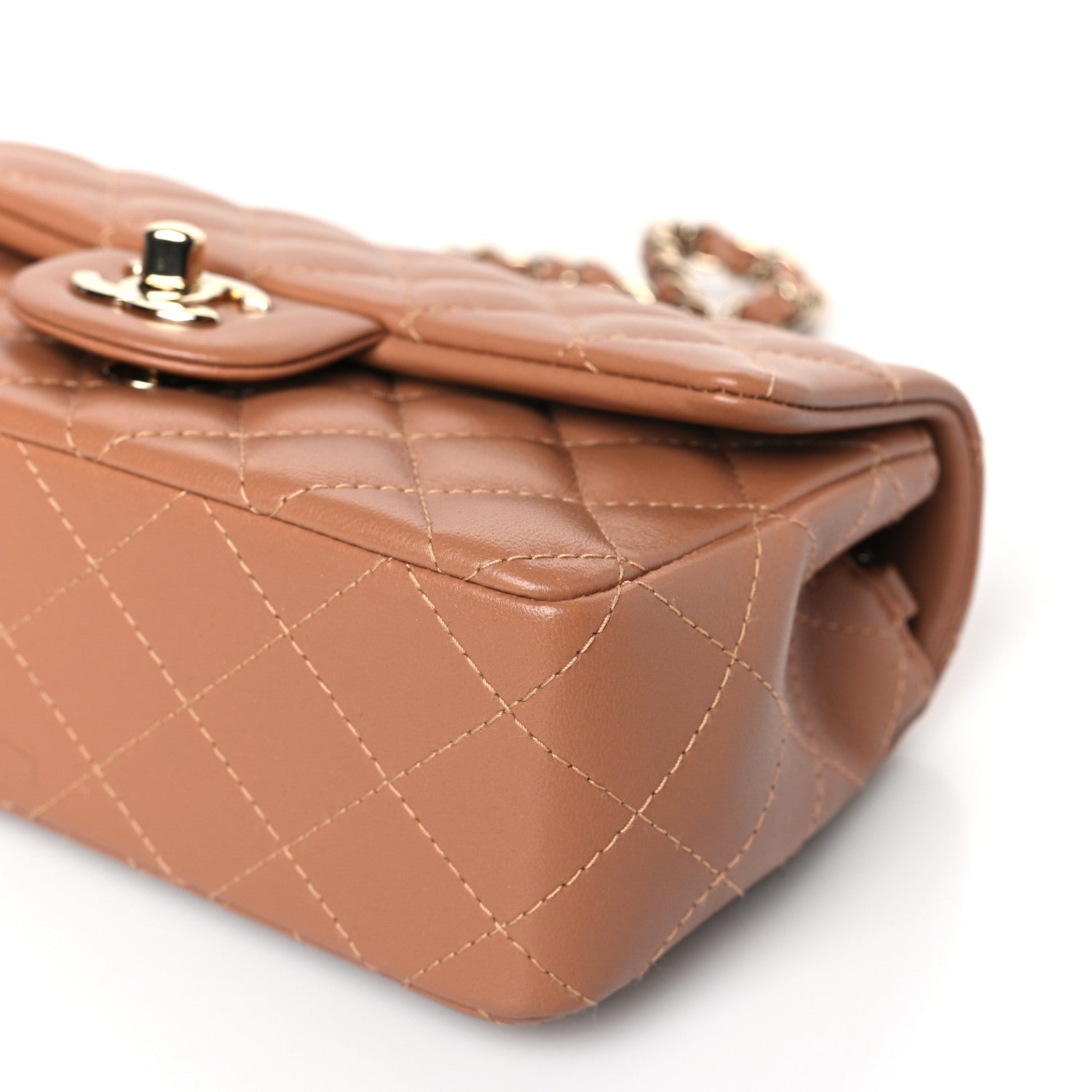 Chanel Lambskin Quilted Mini Rectangular Flap Brown 9 of 9