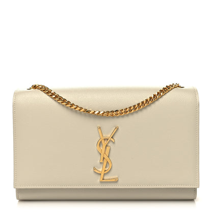 Saint Laurent Grain De Poudre Medium Classic Monogram Kate Satchel Dove White 1 of 9