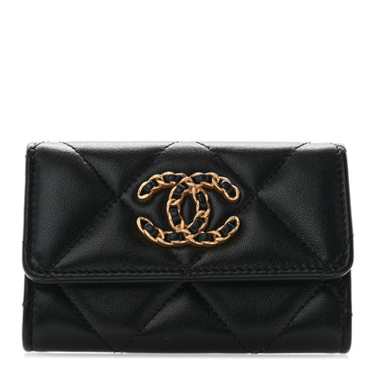 Chanel Lambskin Quilted Chanel 19 Flap Card Holder Black 1 of 10